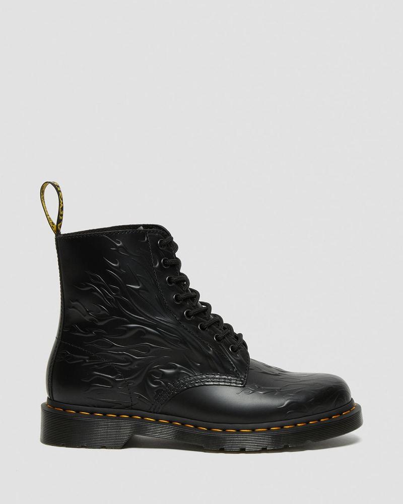 Dr Martens 1460 Flames Emboss Leren Veterlaarzen Heren Zwart | NL 299MQZ